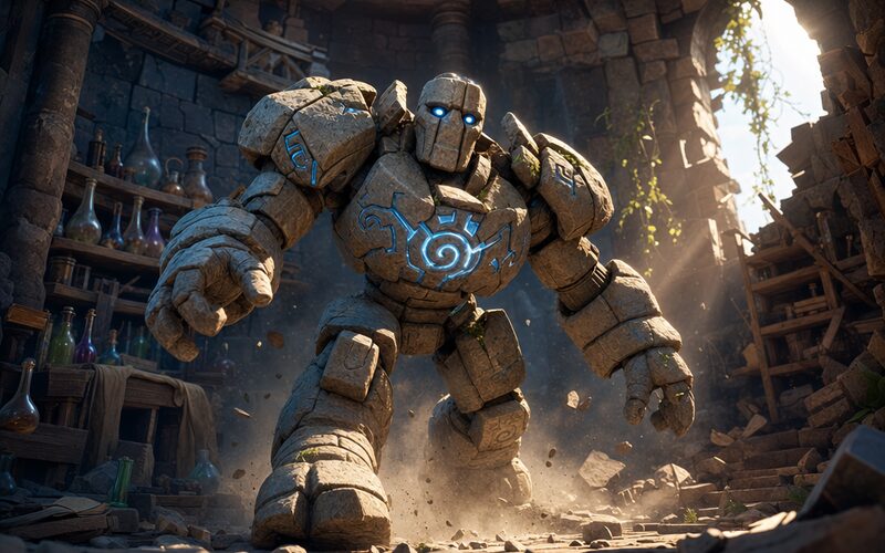 Golem — 3D animák ilustrace