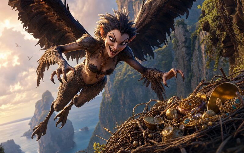 Harpyje — 3D animák ilustrace