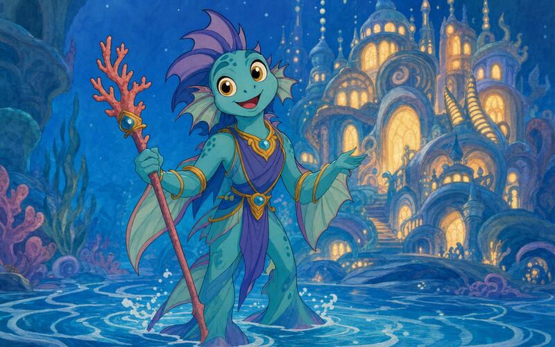 Rybočlověk — 2D animák ilustrace