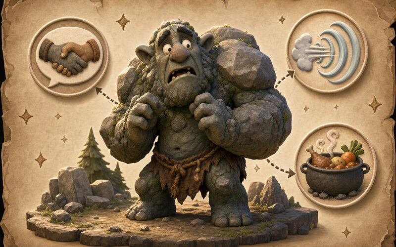 Skalní troll — schéma z lovcova kodexu